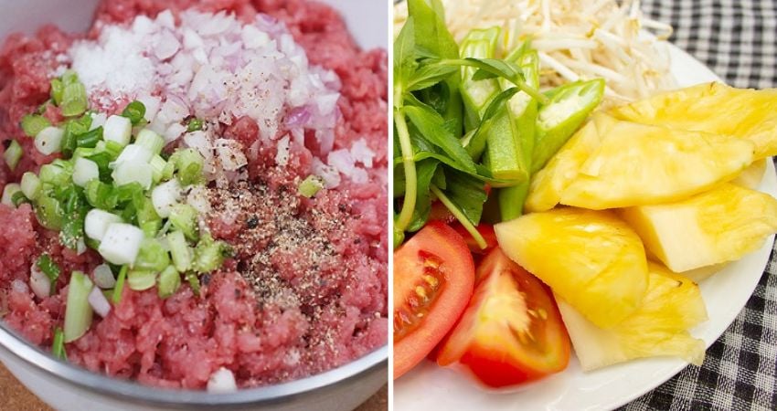 Nguyên liệu nấu canh chia thịt bằm