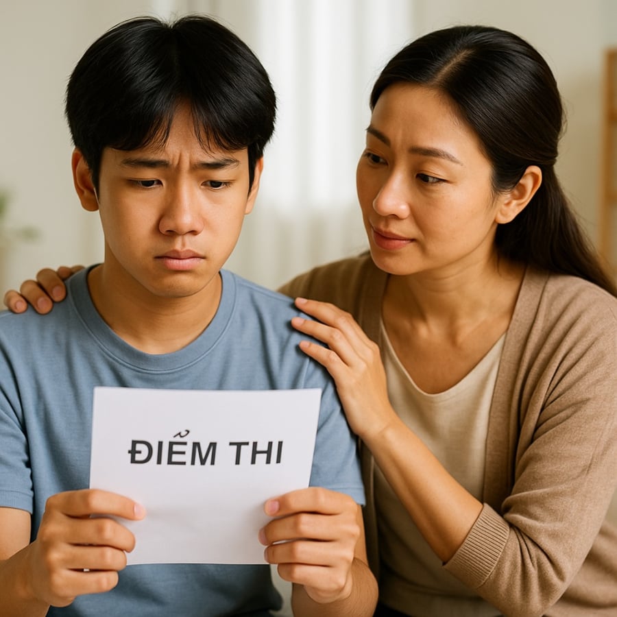 Cha mẹ là điểm tựa vững vàng cho con, dù điểm số ra sao.