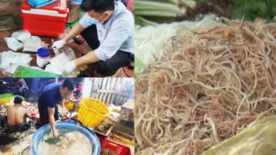 Ngâm rau chuối với hàn the, chất tẩy trắng để bảo quản và để tăng thẩm mỹ