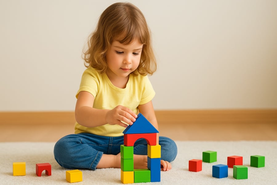 Trẻ được chơi tự do giúp phát triển trí tưởng tượng và tư duy độc lập.