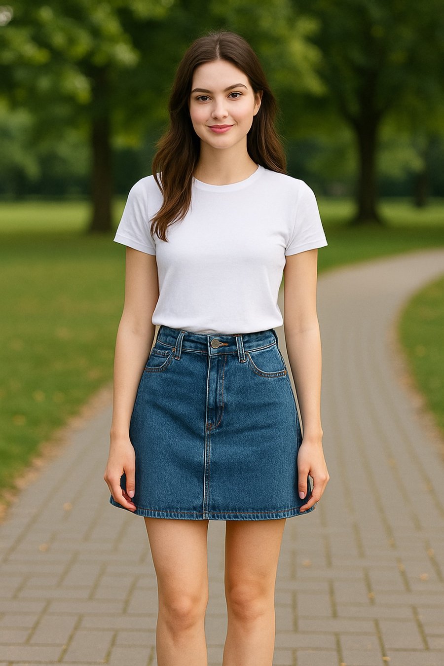 Chân váy denim giúp bạn trông cá tính mà vẫn nữ tính, trẻ trung.