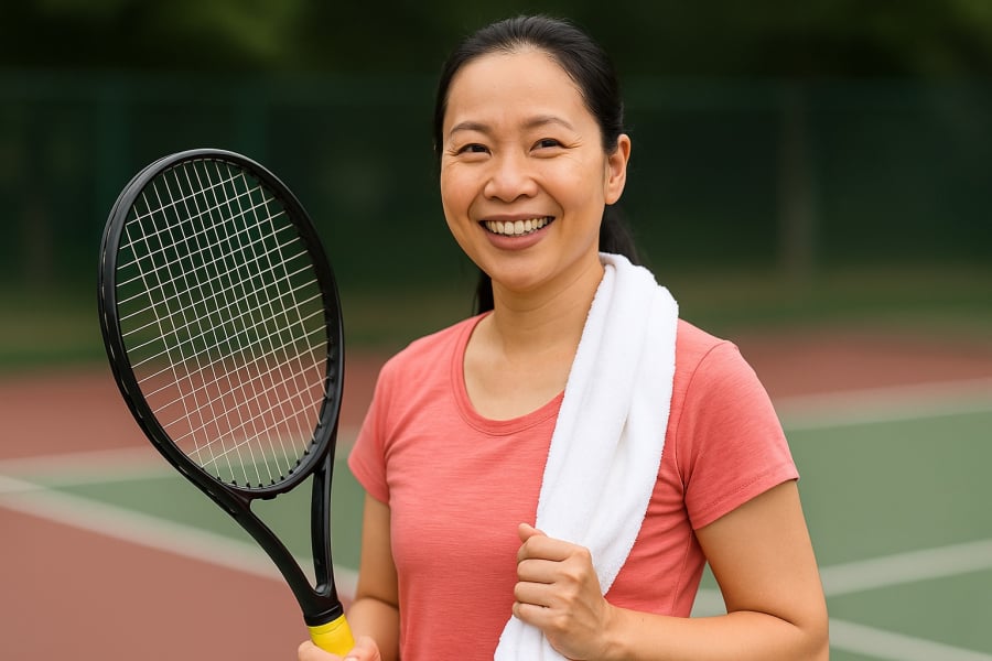 Tennis là lựa chọn tuyệt vời cho phụ nữ muốn duy trì vóc dáng, xương chắc khỏe và giảm căng thẳng mỗi ngày.