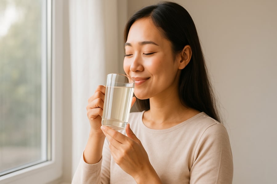 Uống nước ấm vào sáng sớm giúp khởi động cơ thể và tăng cường trao đổi chất.
