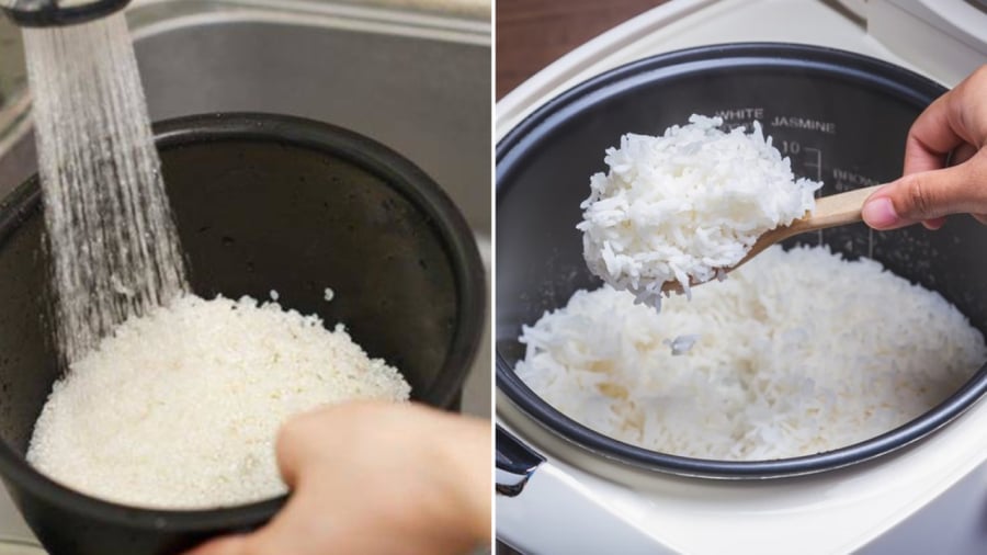 Khi nấu cơm, bạn nên vo gạo bằng rổ/giá và thêm một chút muối.