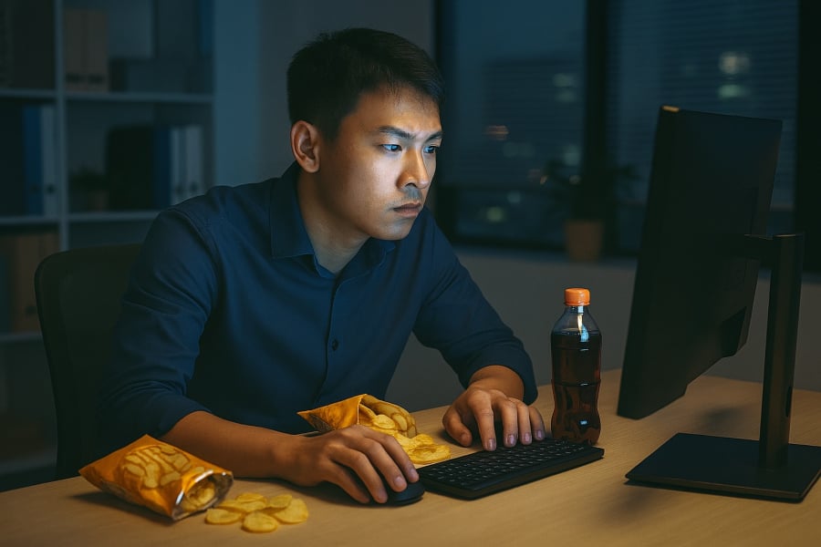 Thói quen ngồi lâu trước máy tính mỗi ngày làm tăng nguy cơ gan nhiễm mỡ không do rượu.