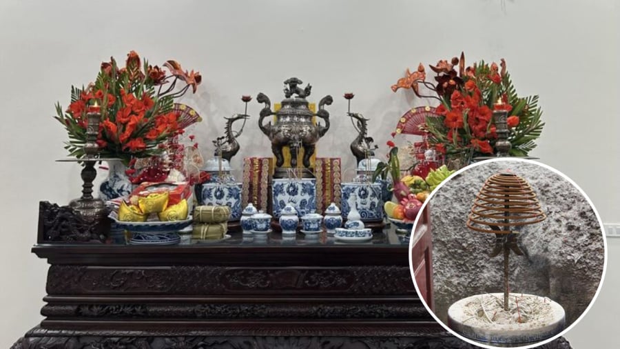 Với bàn thờ gia tiên, gia chủ không nên cắm chân hương bằng sắt trong bát hương.