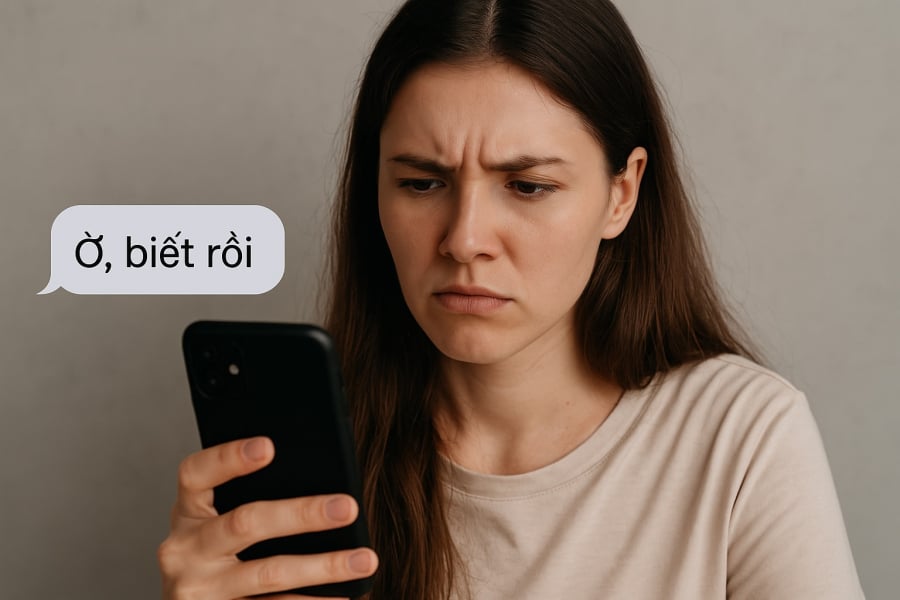 Tin nhắn ngắn gọn, thiếu cảm xúc dễ khiến người đọc cảm thấy bị thờ ơ, khó chịu.