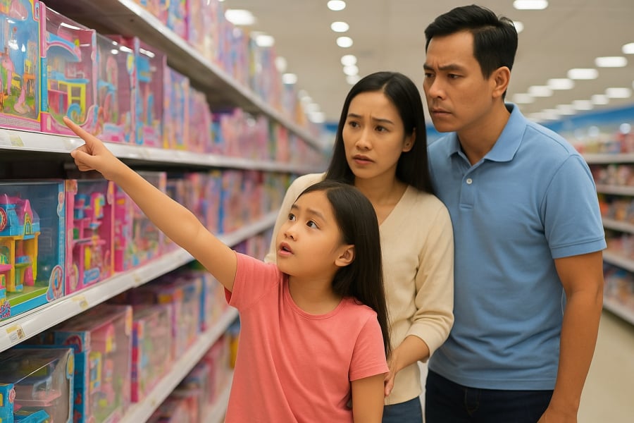 Khi trẻ đòi mua món đồ chơi bằng được, cha mẹ nên phản ứng ra sao để vừa yêu thương vừa dạy con cách kiểm soát cảm xúc?
