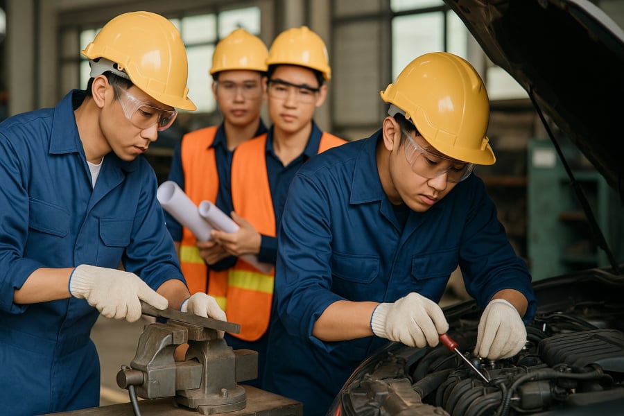 Kỹ thuật – Xây dựng – Ô tô là nhóm ngành cần lao động có tay nghề và sẵn sàng làm việc thực tế.