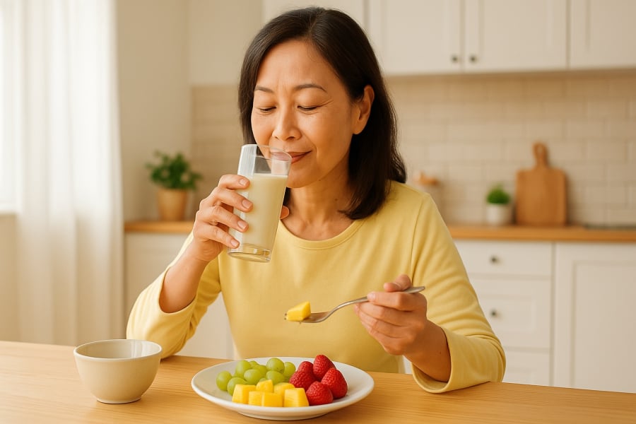 Bắt đầu ngày mới lành mạnh với sữa đậu nành giúp bổ sung nội tiết tố tự nhiên.
