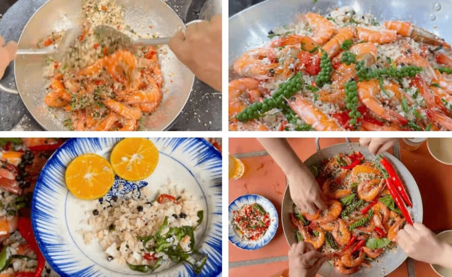 Món tôm rang muối hột hoàn thành