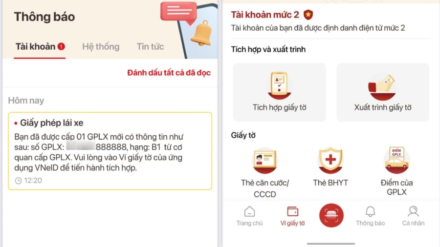 Sau khi có số giấy phép lái xe, người dân có thể tiến hành tích hợp giấy tờ trên VNeID.