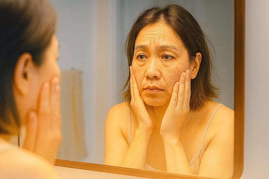 Làn da xỉn màu, nhăn nheo vào cuối ngày có thể là lời cảnh báo rằng cơ thể bạn đang già nhanh hơn bình thường.