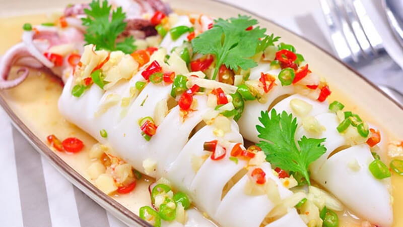 Cách hấp mực ngon không tanh