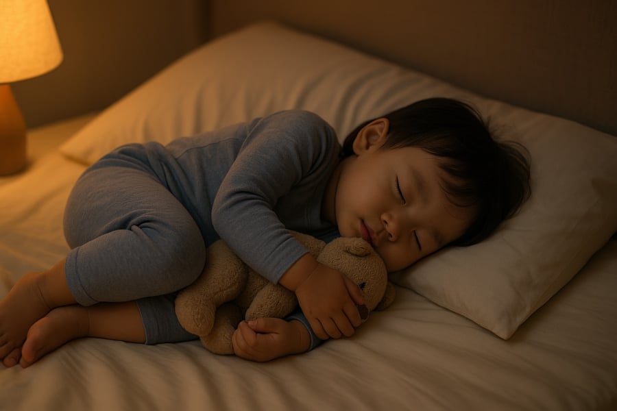 Tư thế ngủ cuộn tròn cho thấy trẻ đang cần nhiều cảm giác an toàn và sự vỗ về từ cha mẹ.