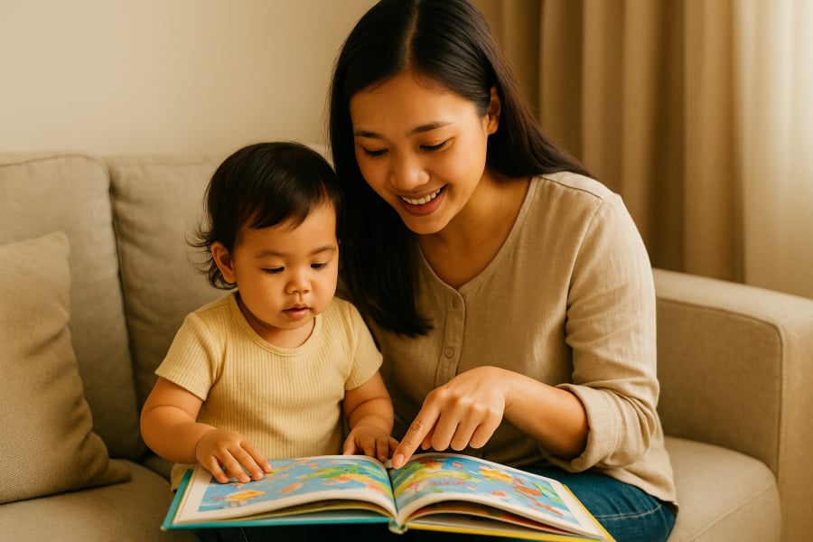 Đọc sách tương tác giúp trẻ phát triển trí tuệ ngay từ những năm đầu đời.