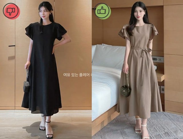 Kiểu váy này dễ khiến cơ thể trông “thùng thình”, không có đường cong và thiếu điểm nhấn.
