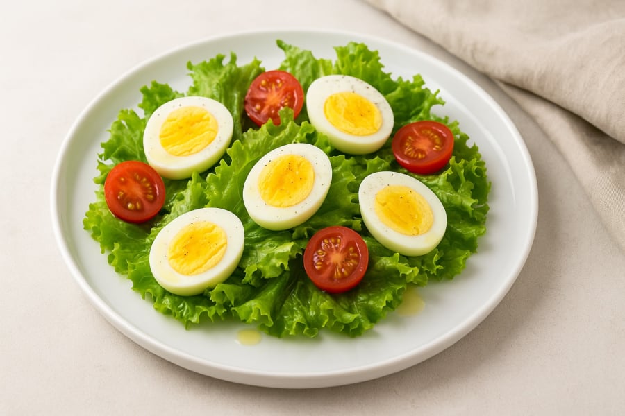Salad trứng – món ăn nhẹ nhàng, tốt cho tim mạch và đường huyết.