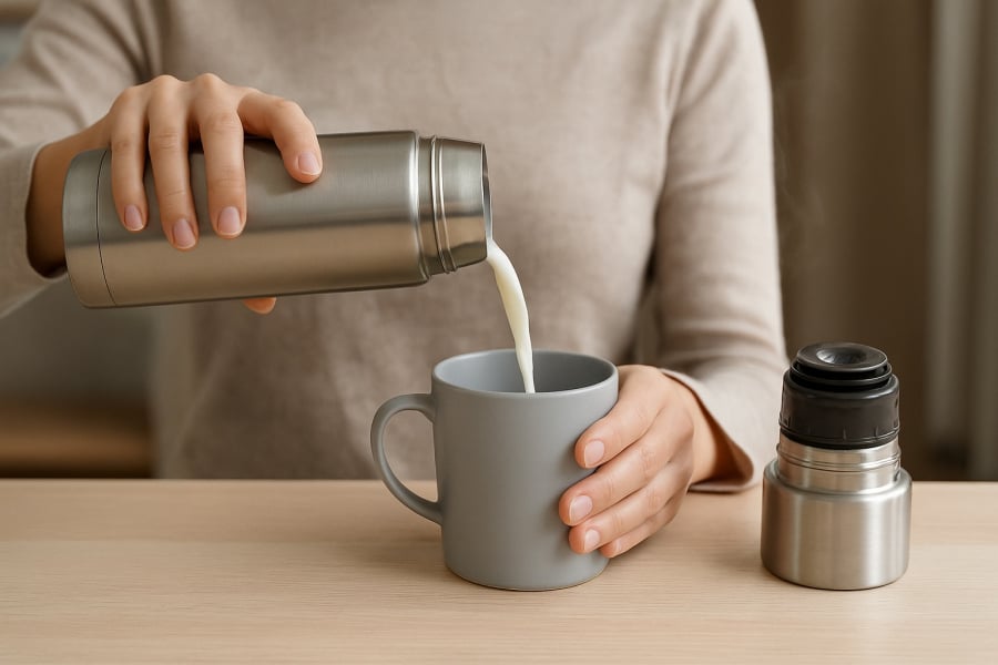 Sữa tươi trong bình giữ nhiệt dễ hỏng và sinh vi khuẩn nếu bảo quản lâu.