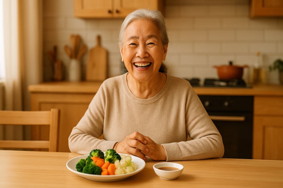 Chế độ ăn thanh đạm, ít gia vị giúp người cao tuổi duy trì sức khỏe lâu dài.