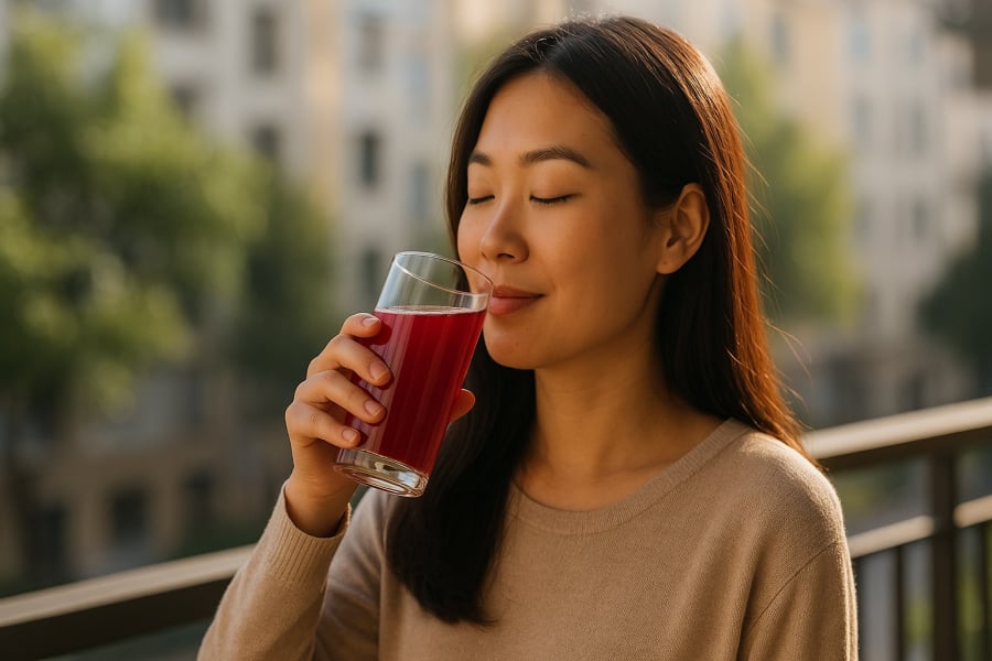Tận hưởng một ly nước ép lựu mỗi sáng – thói quen nhỏ giúp nâng niu sức khỏe mỗi ngày.
