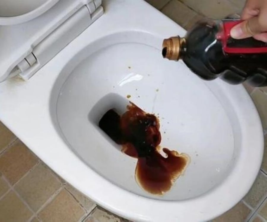 Nhỏ khoảng 2 giọt xì dầu vào bồn cầu