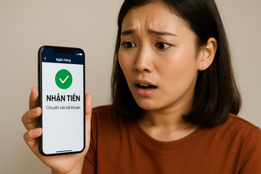 Khi thấy tiền lạ chuyển vào tài khoản, tuyệt đối không vội vàng rút hoặc chi tiêu.