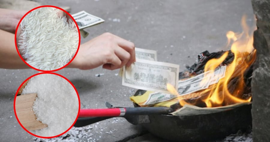 Cúng cô hồn xong nhớ vãi muối và gạo ra ngoài cửa