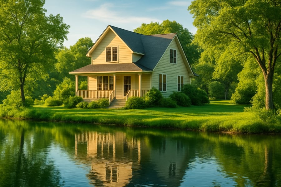 Nhà gần mặt nước – vị trí phong thuỷ vượng tài, giúp gia đình thêm bình an, sung túc.