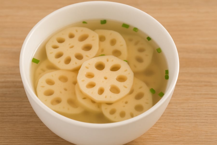 Củ sen giàu chất xơ và vitamin C, hỗ trợ làm sạch đường ruột và bảo vệ niêm mạc tiêu hóa.