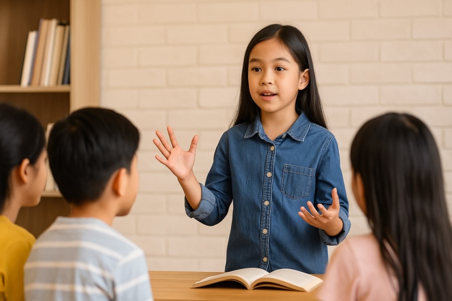 Sự tự tin trong giao tiếp giúp trẻ hình thành tố chất lãnh đạo và khả năng thuyết phục.
