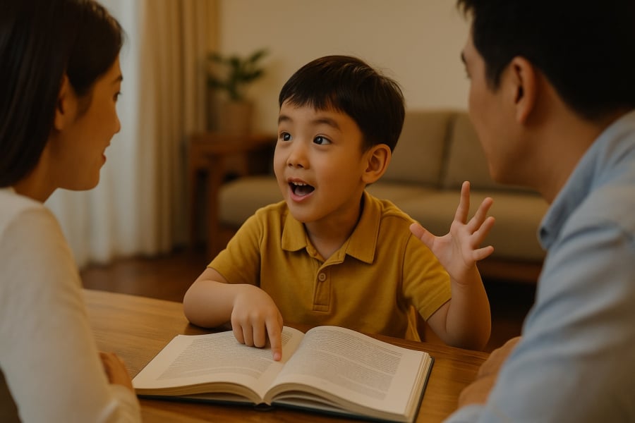 Trẻ có tính tò mò, thích đặt câu hỏi – dấu hiệu sớm của tư duy phân tích và sáng tạo.