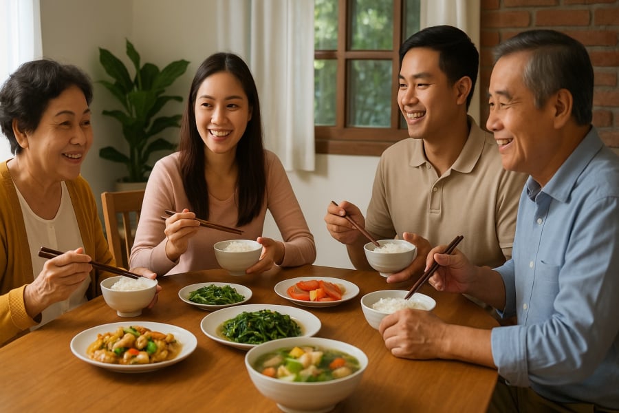 Ăn chậm, nhai kỹ giúp tiêu hóa tốt hơn và mang lại niềm vui trong mỗi bữa ăn.