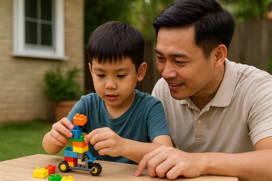 Khi trẻ lớn dần, bố trở thành hình mẫu giúp con rèn tính tự lập và khám phá thế giới xung quanh.