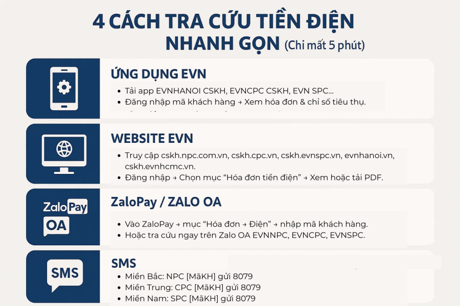 4 cách tra cứu tiền điện cực nhanh