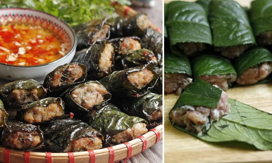 Thành phẩm: Món chả cuốn lá xương sông sẽ có màu xanh mướt mắt, lớp lá ngoài giòn nhẹ, nhân thịt ngọt mềm, hương thơm thảo mộc đặc trưng lan tỏa, ăn một miếng là thấy vừa ngon vừa ấm bụng.