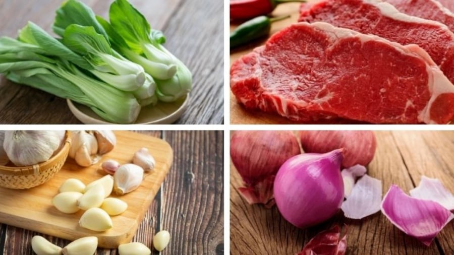 Nguyên liệu nấu canh rau cải thìa thịt bò