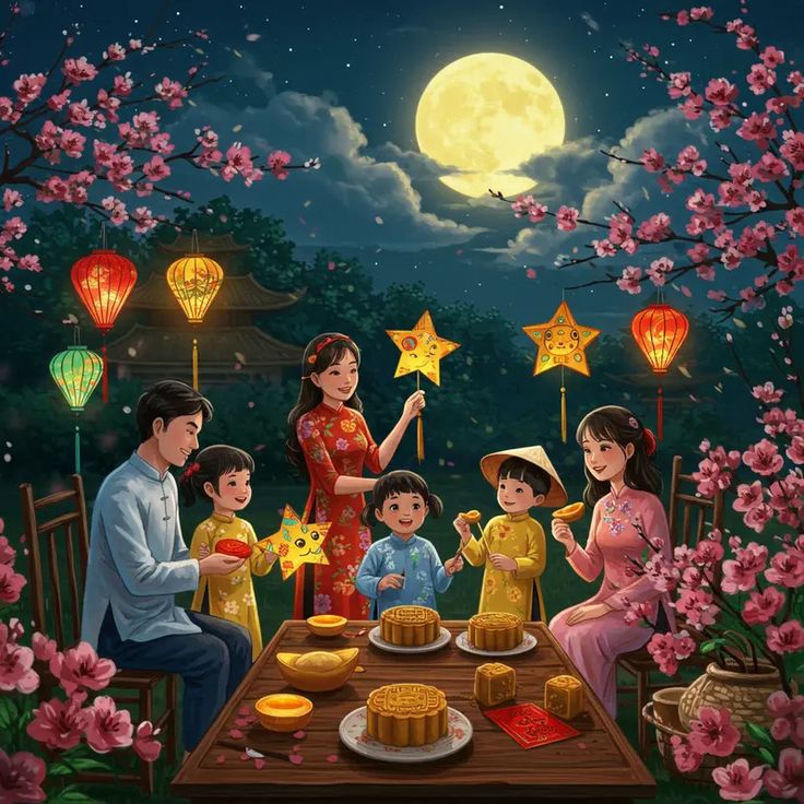 Những hoạt động ý nghĩa trong rằm trung thu như ngắm trăng, sum họp bên gia đình mang lại nhiều may mắn