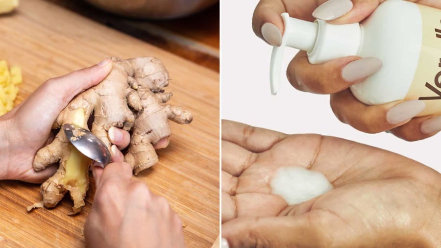 Trộn nước ép gừng với dầu gội sẽ giúp làm sạch da đầu, giảm rụng tóc, hỗ trợ kích thích mọc tóc.