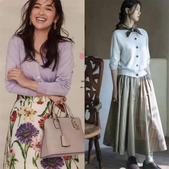 Một trong những cách phối phổ biến nhất là kết hợp cardigan cùng chân váy dài