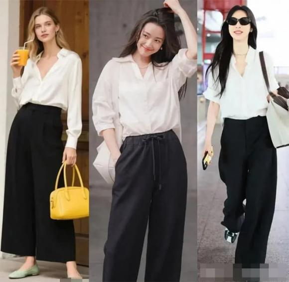 Với những cô nàng nhỏ nhắn, việc chọn quần ống rộng lửng đến mắt cá và sơ vin áo sẽ giúp vóc dáng cao ráo hơn hẳn
