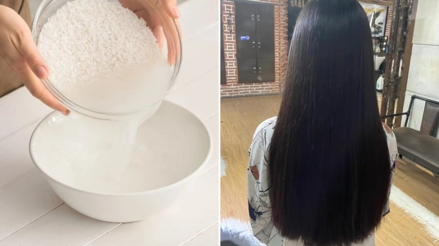 Gội đầu bằng nước vo gạo giúp giảm rụng tóc, kích thích mọc tóc.