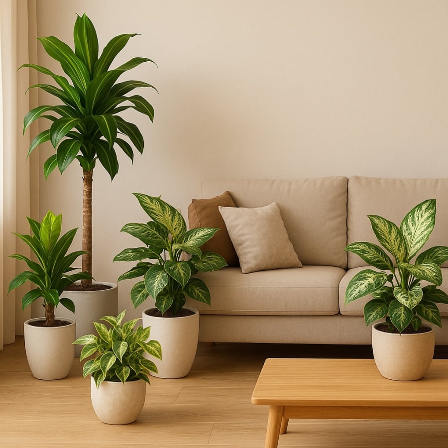 Kết hợp nhiều loại cây phong thủy không chỉ làm đẹp không gian mà còn giúp cân bằng năng lượng, thu hút tiền tài và hóa giải xung đột trong nhà.