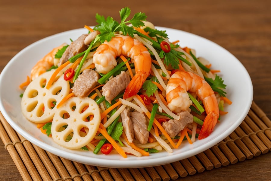 Gỏi củ sen giòn ngọt, thanh mát – món ngon vừa giữ dáng vừa đẹp da.