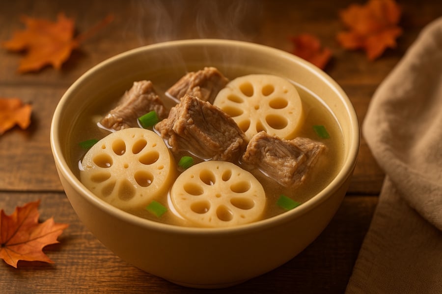 Canh sườn củ sen – món ăn bổ dưỡng, giúp tăng cường sức khỏe trong những ngày se lạnh.