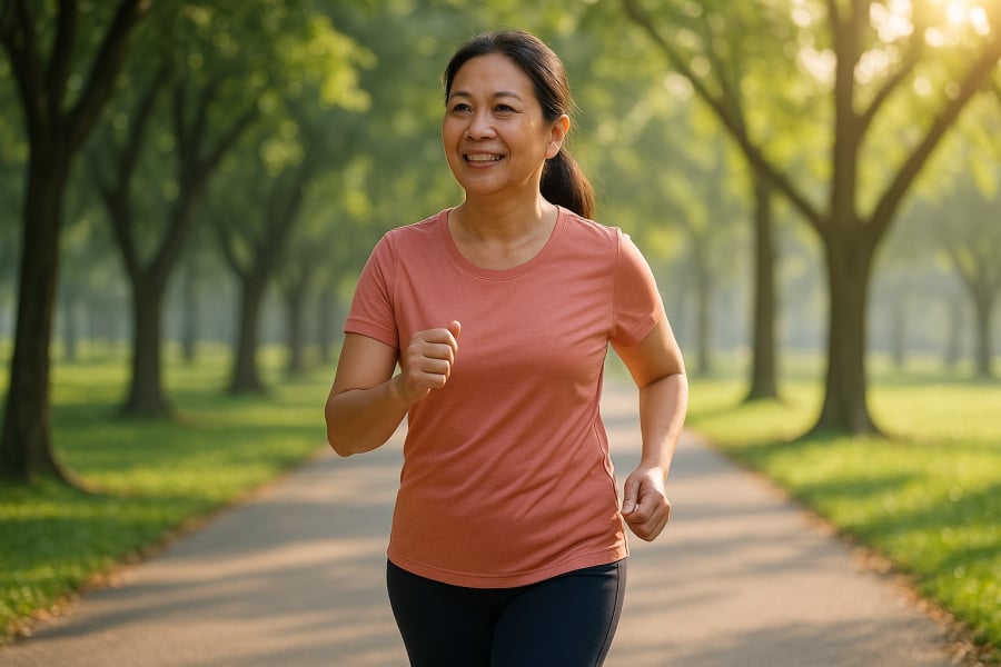 Đi bộ mỗi ngày giúp máu huyết lưu thông, giảm nguy cơ đột quỵ và cải thiện tinh thần.
