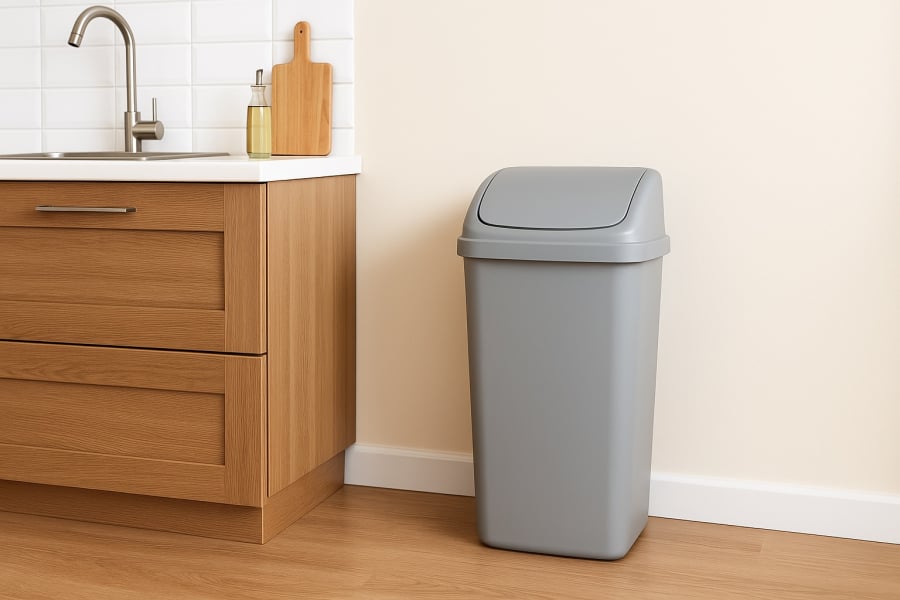 Dọn rác mỗi ngày để giữ bếp trong lành, tránh uế khí tích tụ.