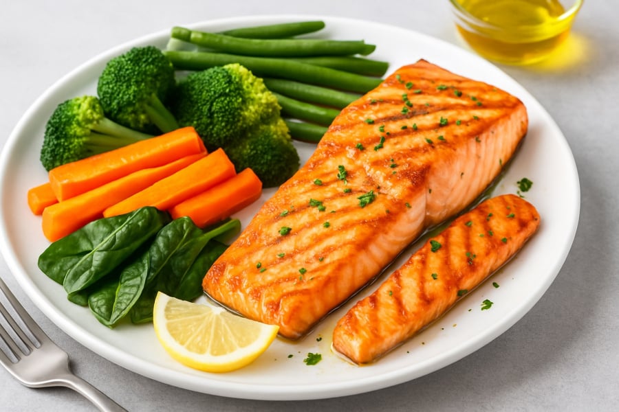 Cá giàu Omega-3 – bí quyết bảo vệ tim mạch và giúp da sáng khỏe tự nhiên.