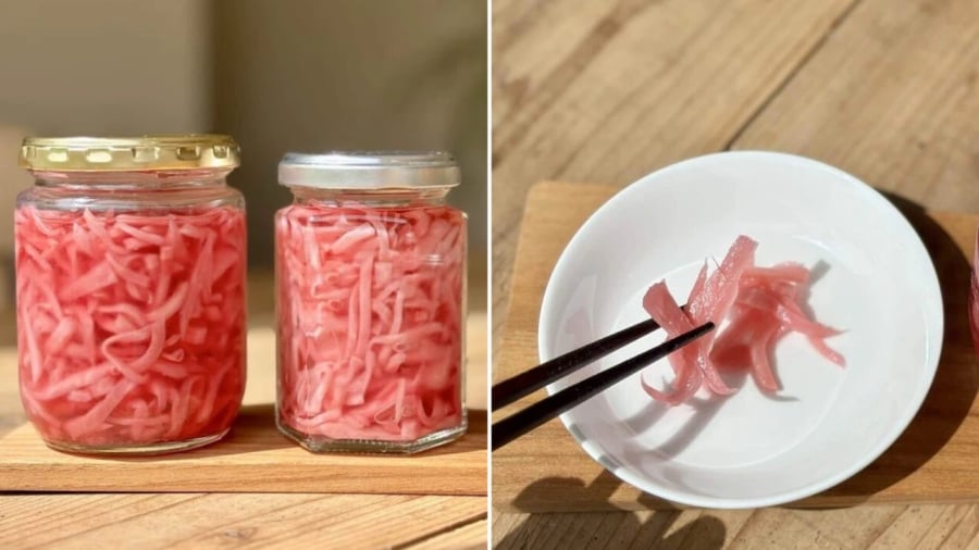 Gừng hồng chỉ cần ngâm khoảng 1 ngày là có thể sử dụng được.