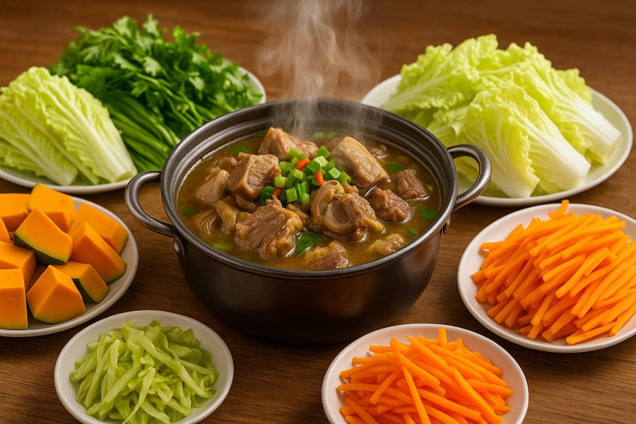 Lẩu dê nóng hổi – món ăn ấm áp, giàu dưỡng chất cho mùa thu đông.